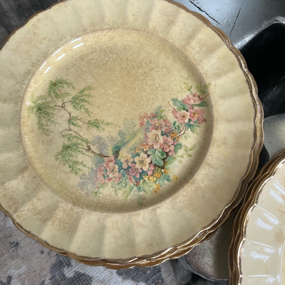 Imperial ware porcelain breath o spring dinner plates yellow 11 plates 1930s - Picture 10 of 17